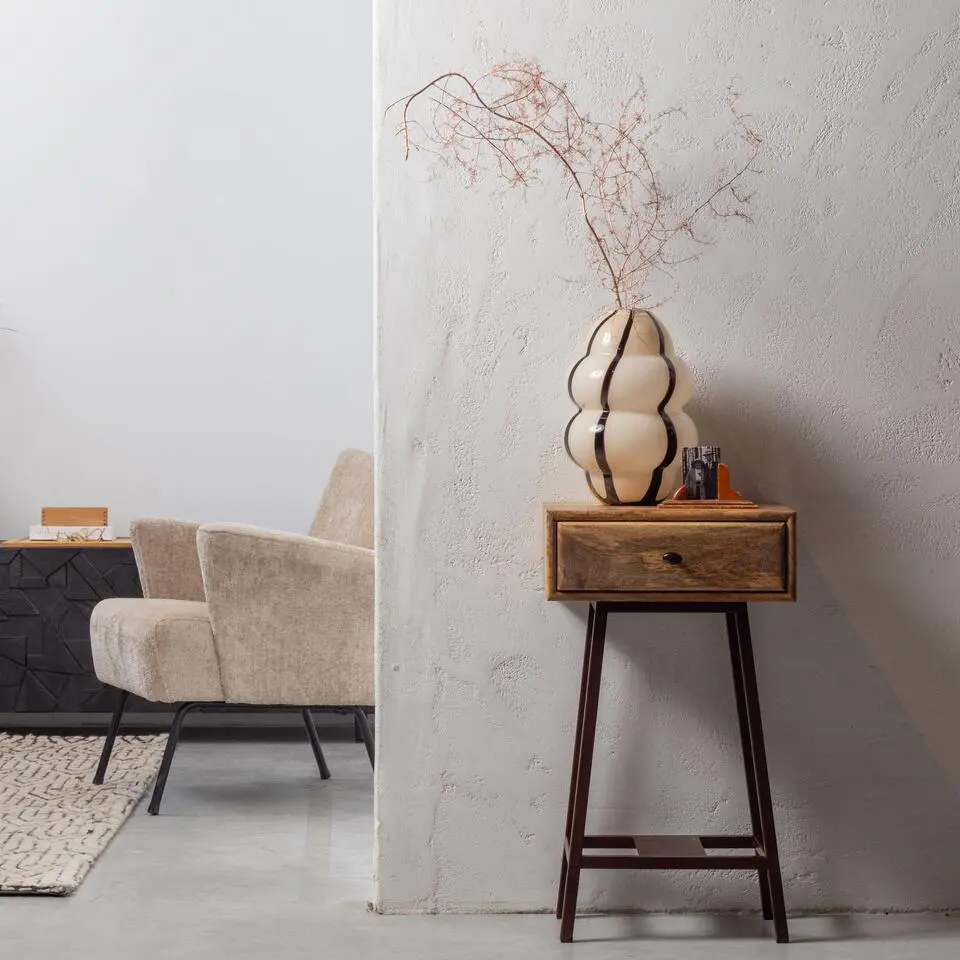 WOOOD Skybox Sidetable - Hout/Metaal - Naturel - 70x45x30