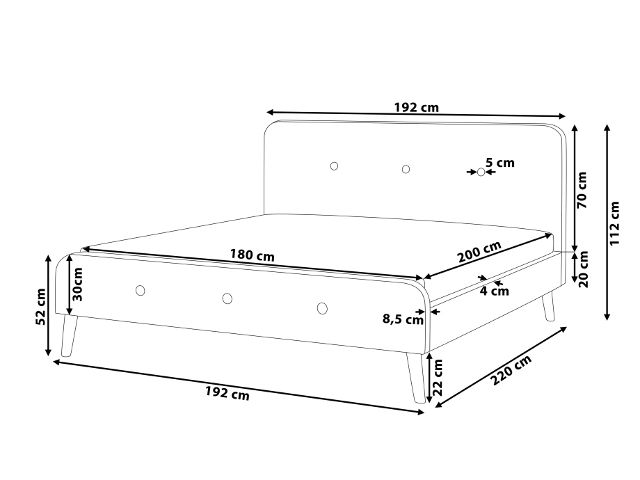 Bed Stof RENNES 180 x 200 cm Donkergrijs
