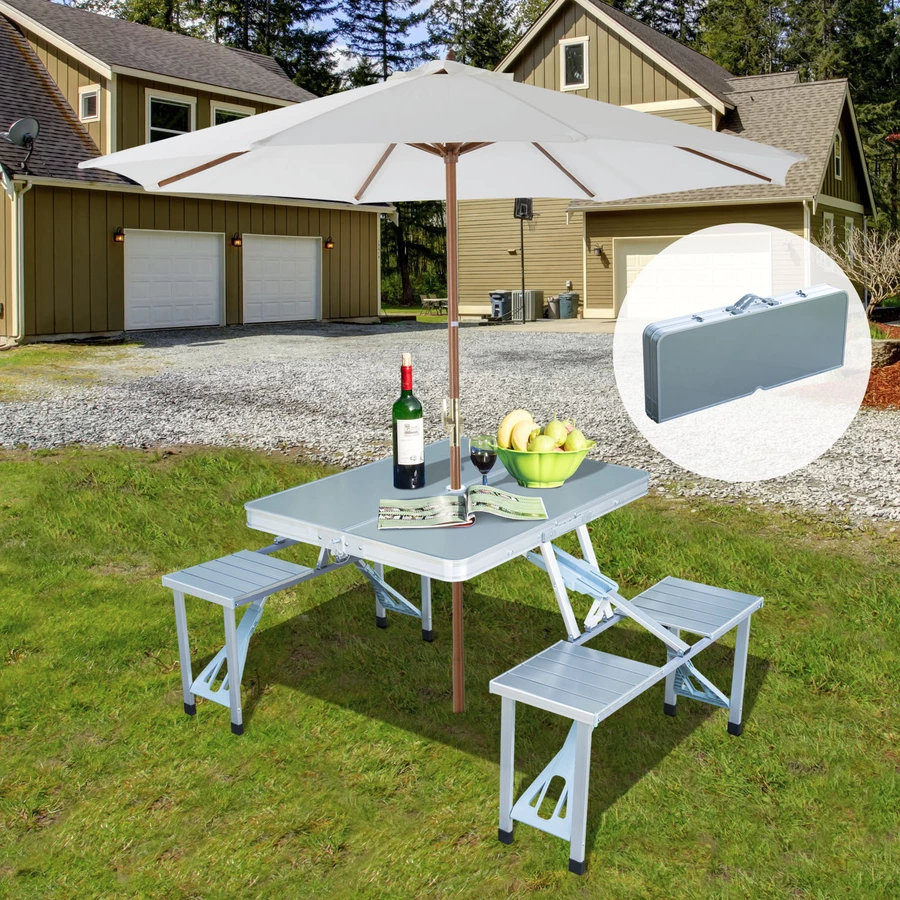 Outsunny Klapptisch mit 4 Sitzer silber
