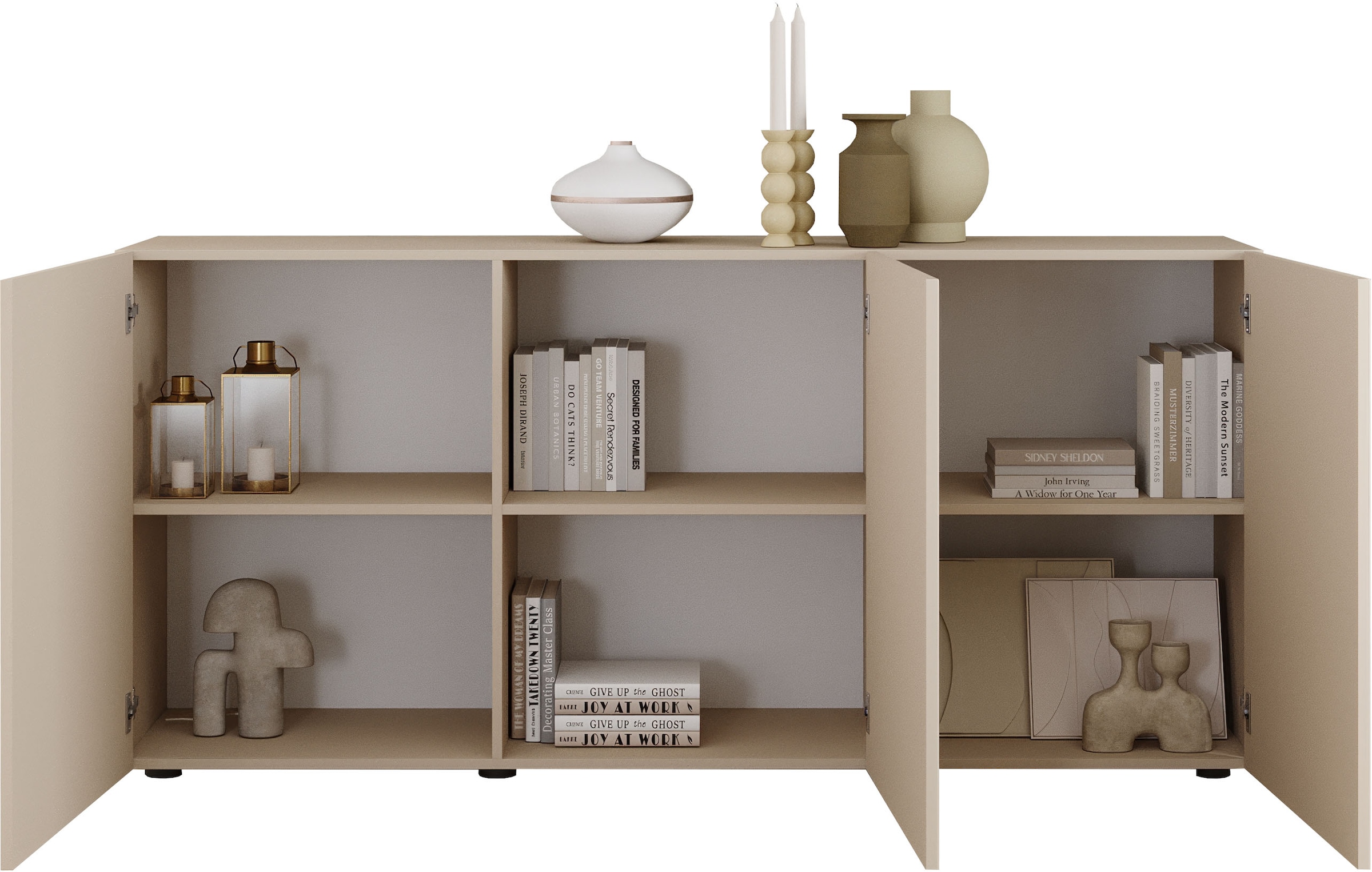 INOSIGN Sideboard »Rio Breite 181 cm, Kommode mit 3 Türen, Anrichte,« geriffelte MDF-Fronten, modern u. elegant, viel Stauraum