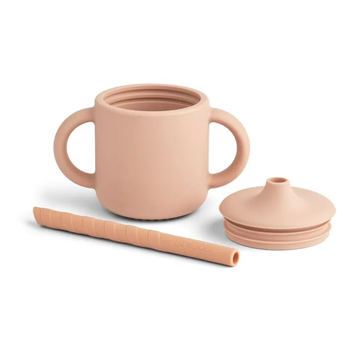 Liewood Tasse d'apprentissage et paille Cameron en silicone | Rose