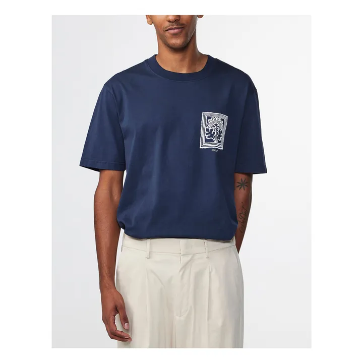NN. 07 T-shirt Imprimé Adam 3209 Coton Pima | Bleu marine