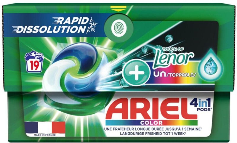Ariel - 4in1 Wasmiddel Pods - Color - 19 Stuks - Met Lenor Unstoppables