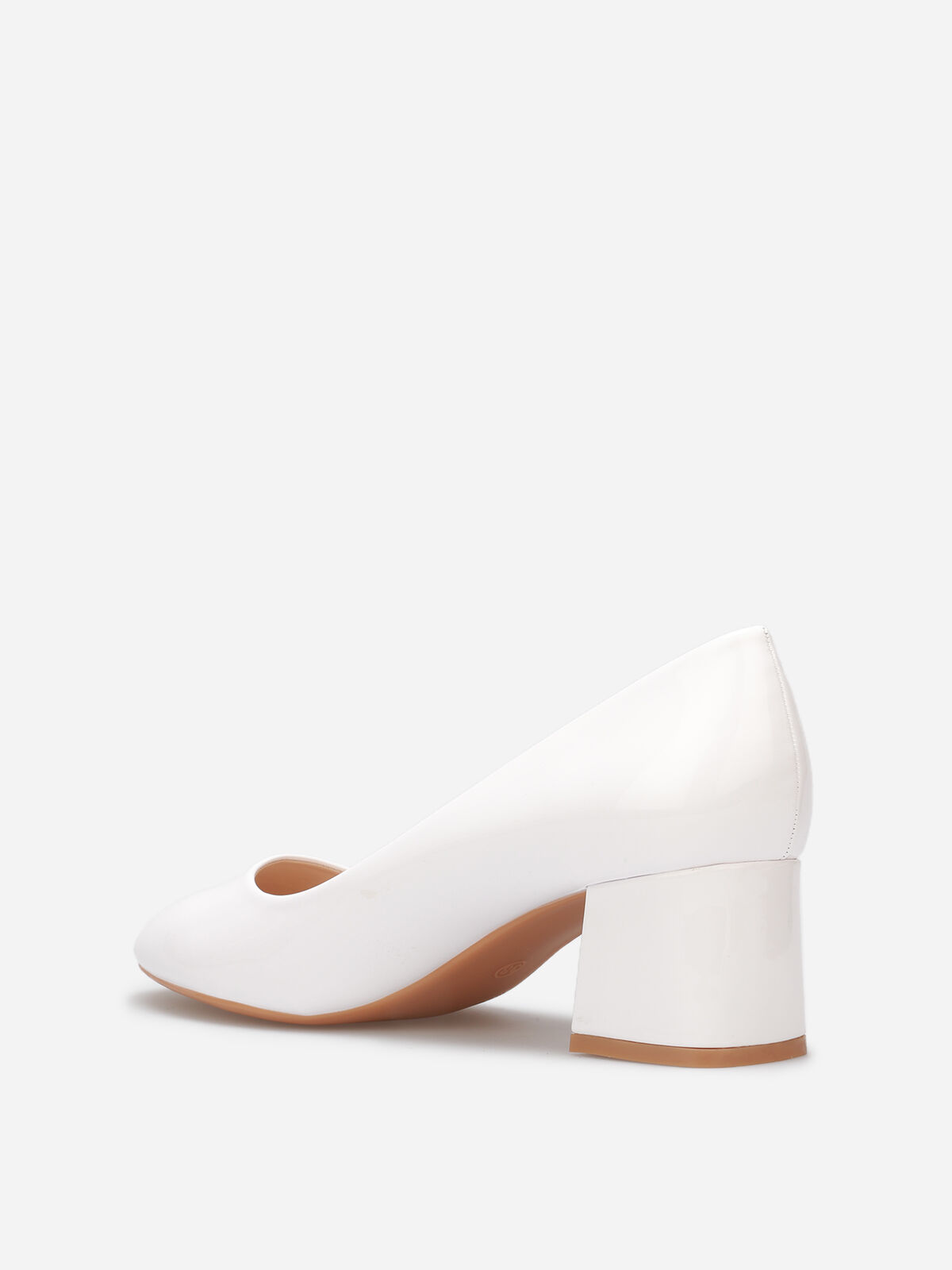 Escarpins vernis à talon carré- Blanc