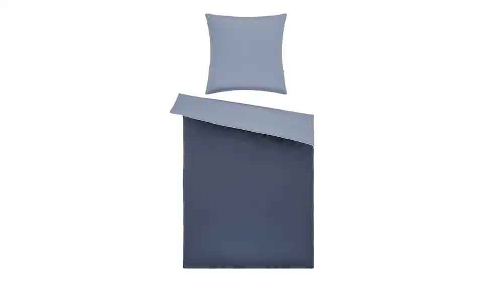 como Satin Wende-Bettwäsche Satin Piping Blau 135x200 cm, 80x80 cm
