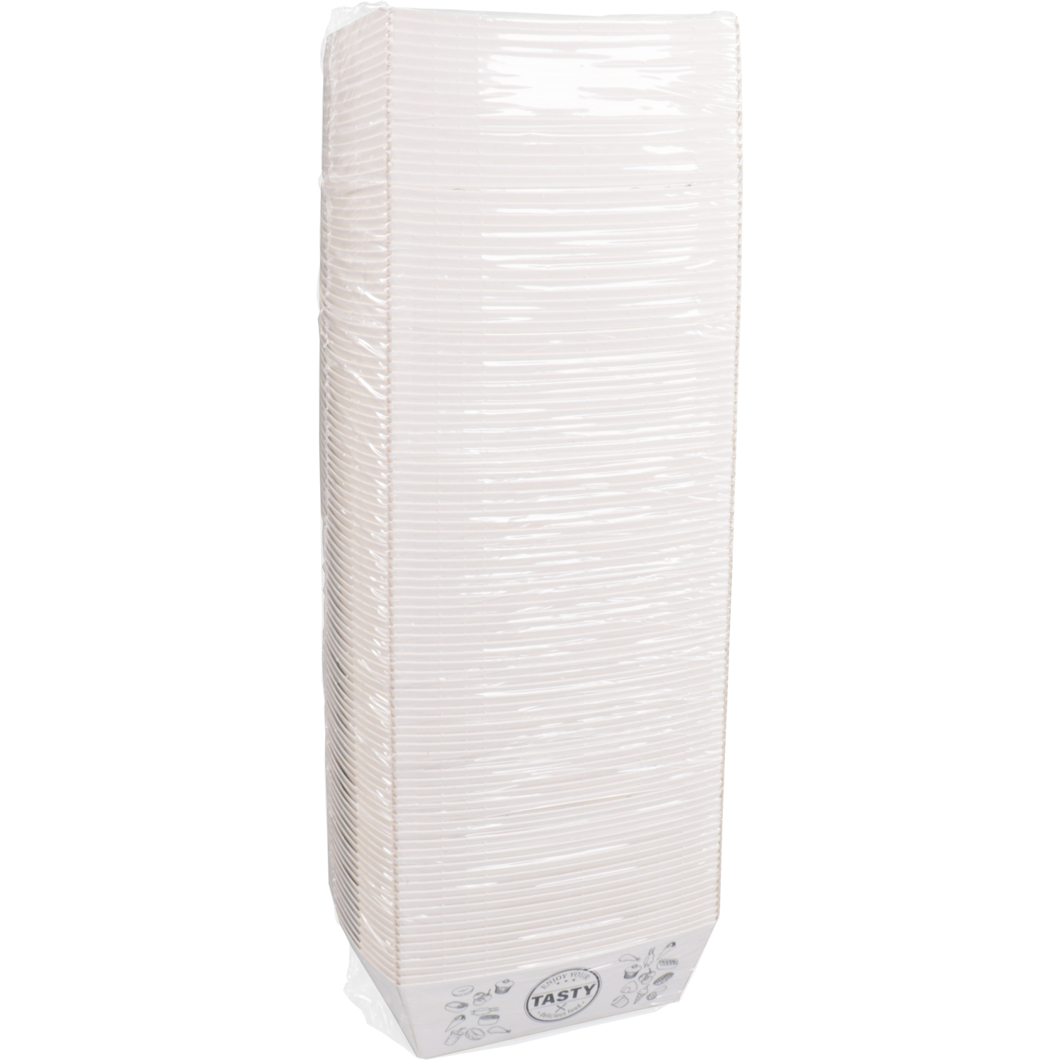 Bak, Karton + kleicoating, A7, TASTY, snackbak, 90x70x35mm, wit