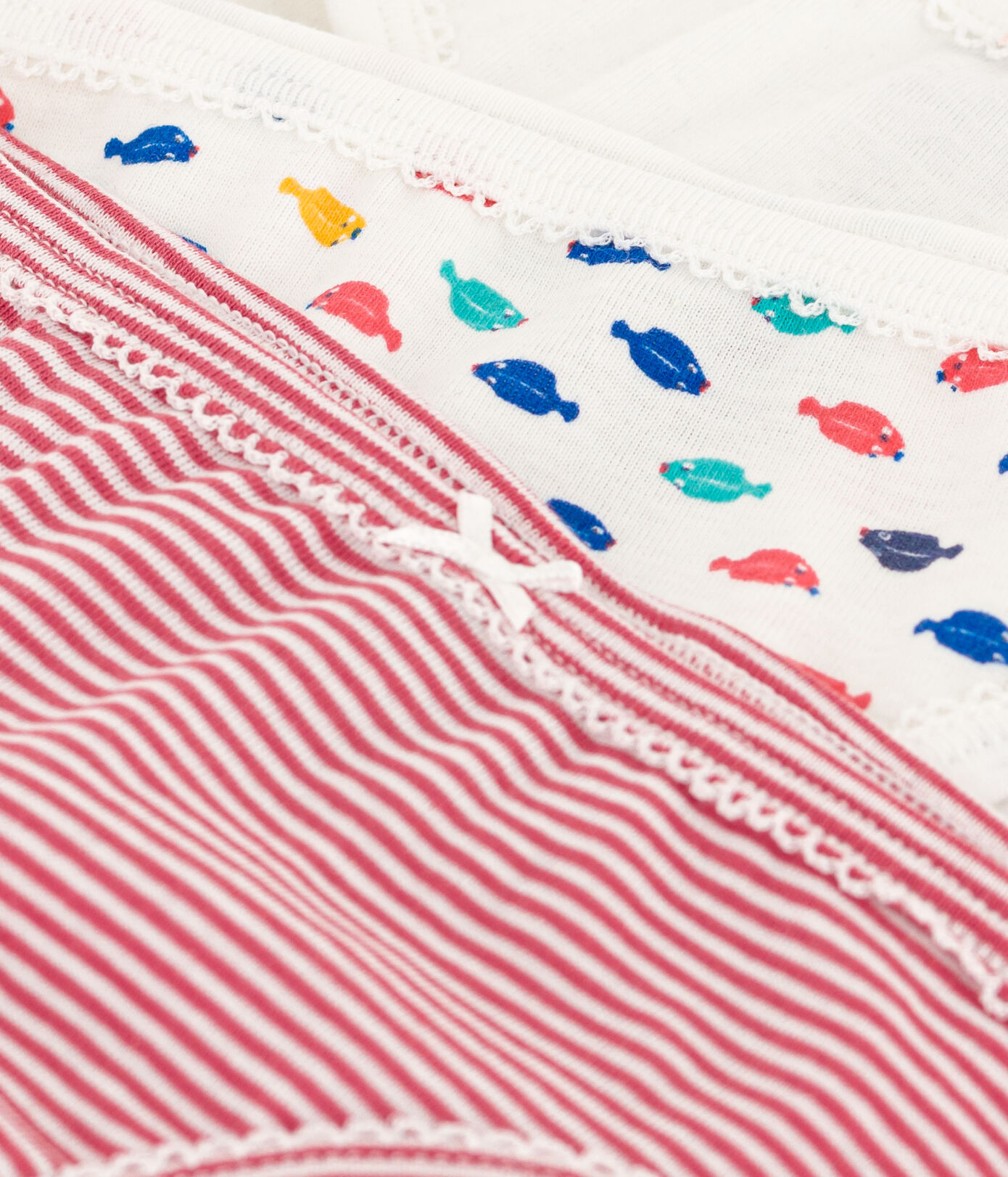 Lot de 3 culottes à bretelles animaux marins en coton petite fille
