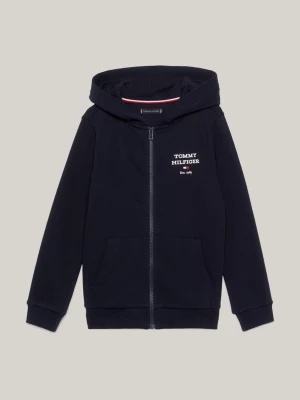 Moletom com capuz e zíper com logo nas costas