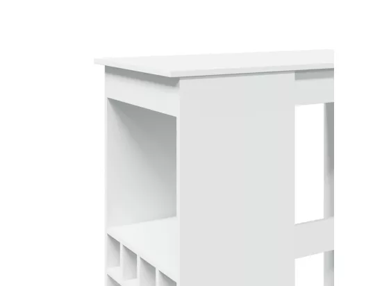 Table de bar avec étagères blanc bois d'ingénierie