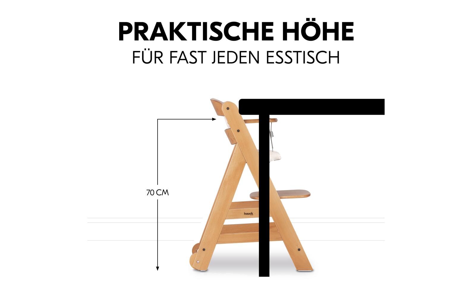 Treppenhochstuhl Beta+ Natural<br>Kippsicheres und mitwachsendes Holzhochstuhlset