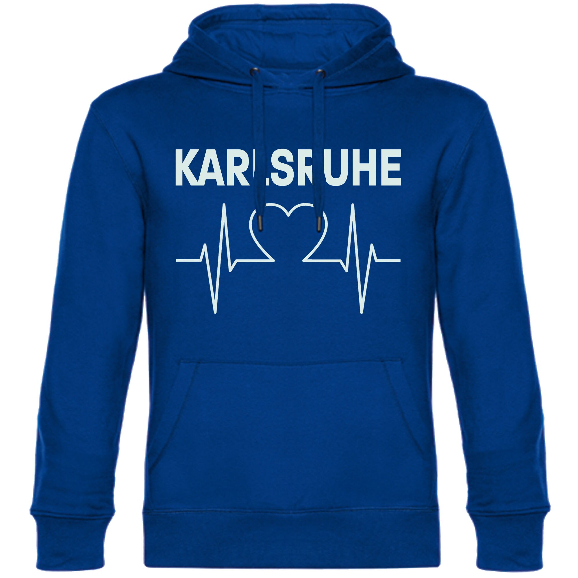 multifanshop® Kapuzen Sweatshirt - Karlsruhe - Herzschlag - Druck weiß