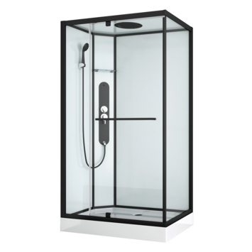 Allibert complete douchecabine La Paz met draaideur zwart hoekmodel 90 x 120 cm