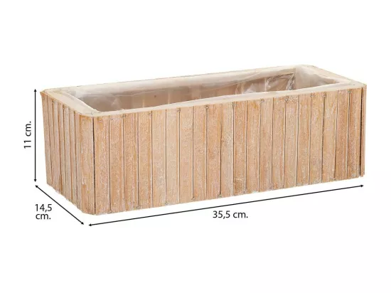 Panier rectangulaire en bois marron 35.5x14.5x11h