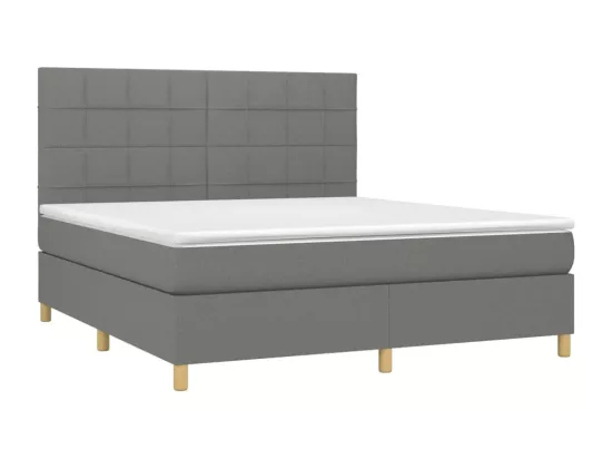 Sommier tapissier et matelas et LED Gris foncé 180x200 cm Tissu