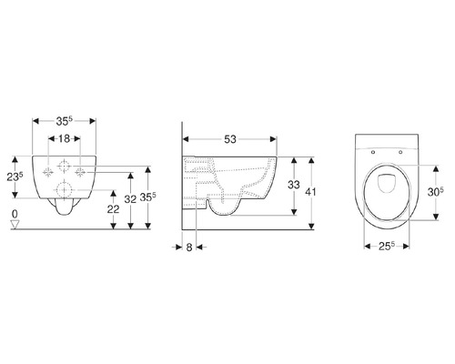 GEBERIT wandclosetset iCon, randloos, glanzend wit met toiletzitting CG05040000