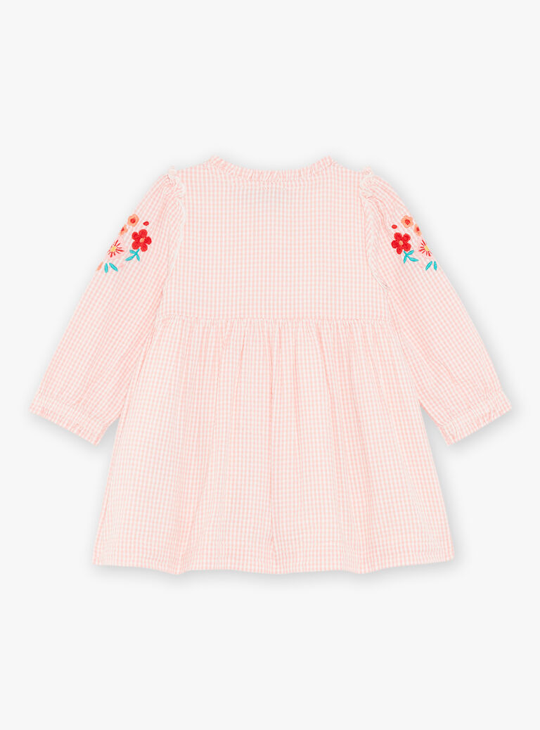 Robe vintage rose et blanc en seersucker