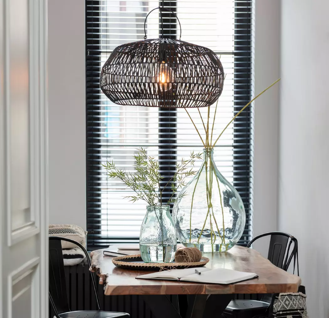 Lampenschirm Rattan schwarz M