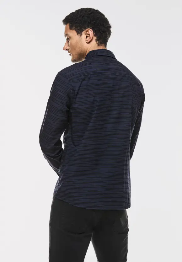 Hemd mit Streifenprint - eclipse blue