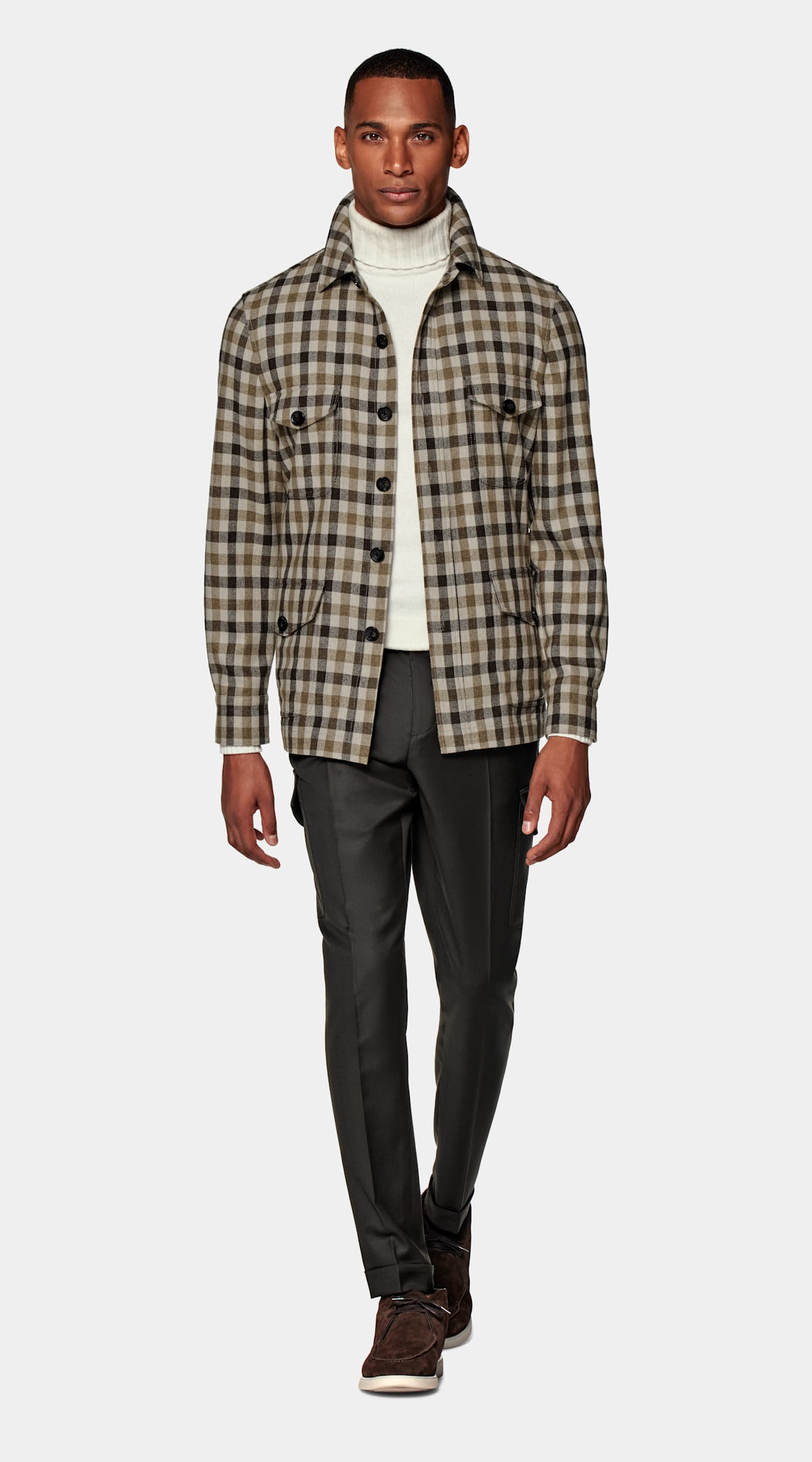 Veste chemise coupe Relaxed marron moyen à carreaux
