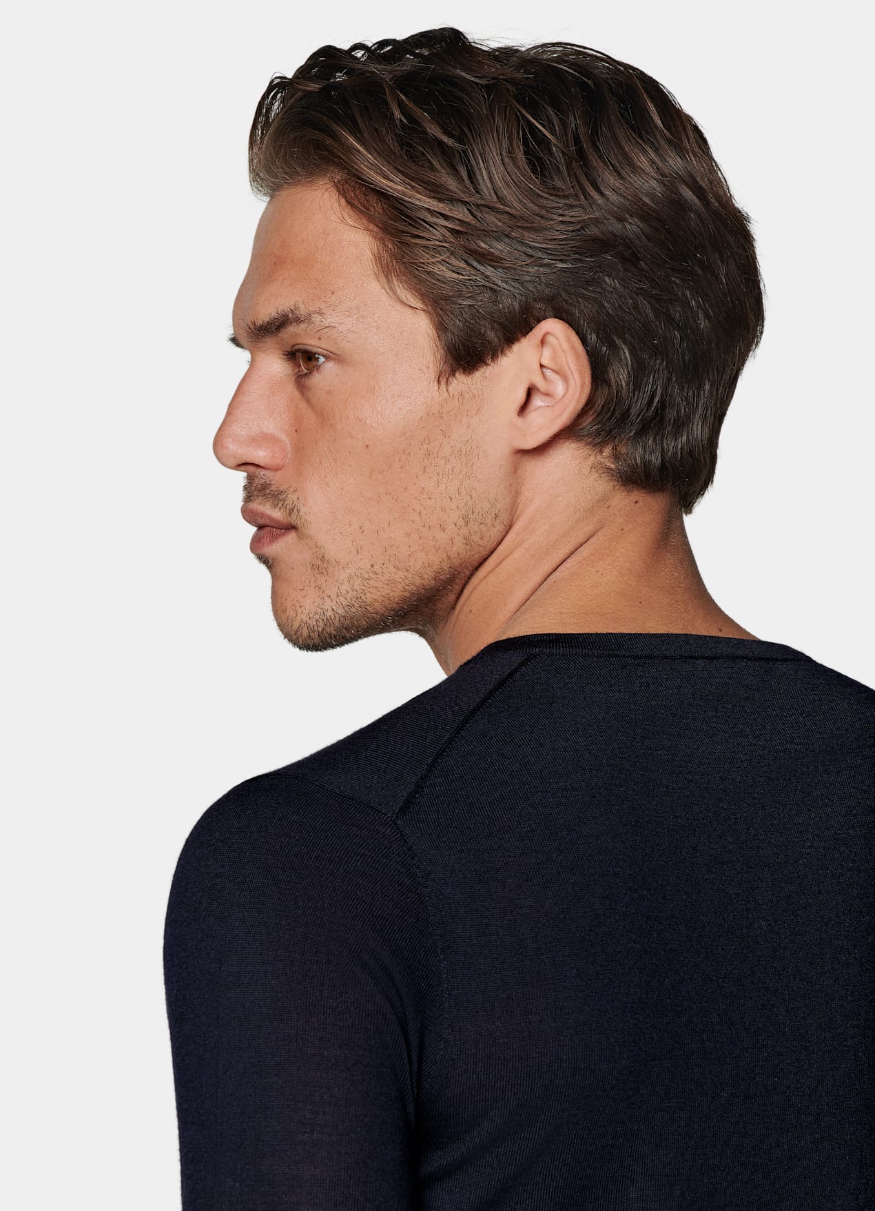 Pull col V Merino bleu marine