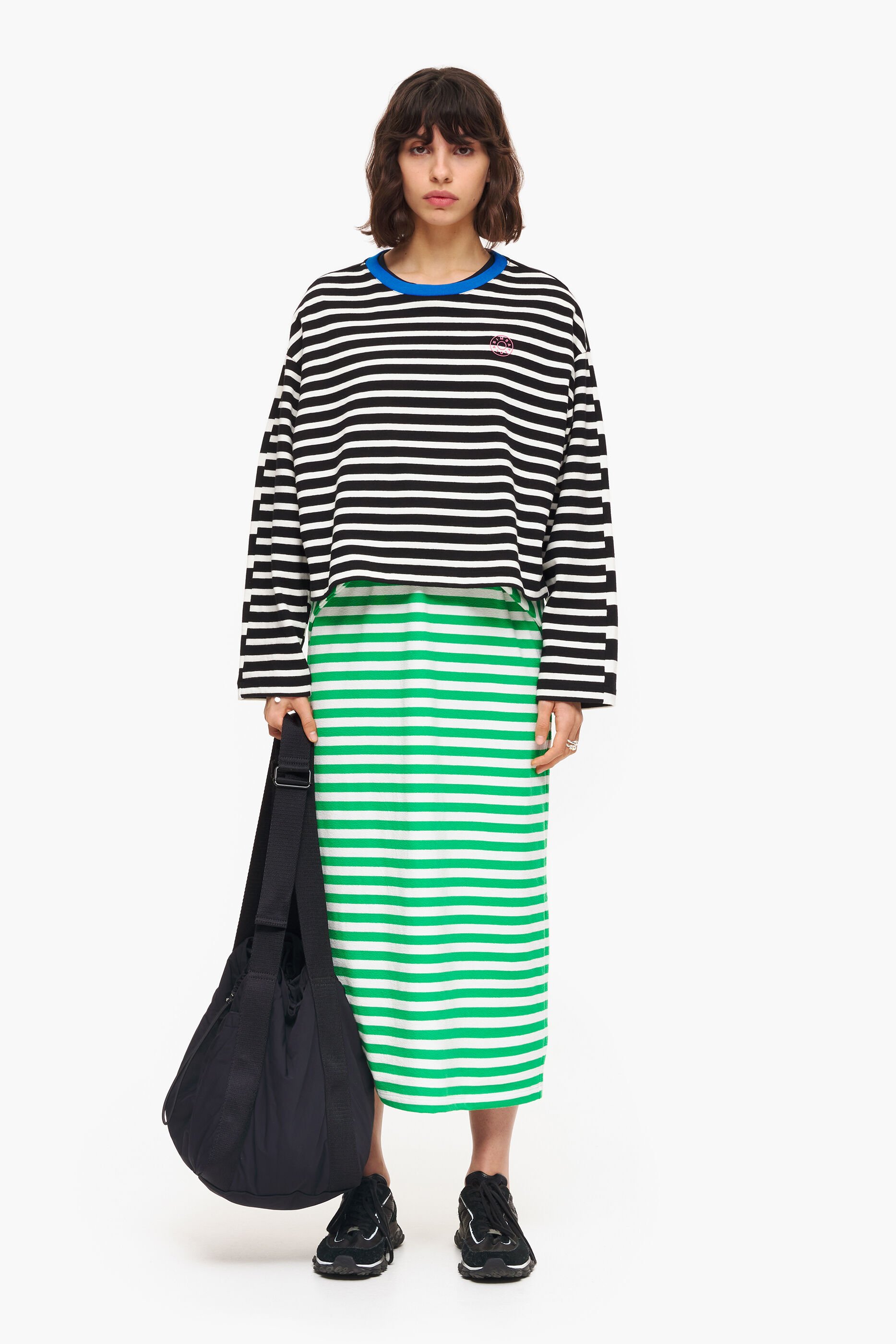 Vestido midi listrado verde