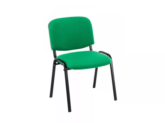 Lot de 4 Chaise de salle à manger - Tissu & Métal noir mat - Vert - Ken