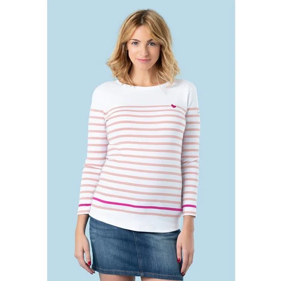 Marinière de grossesse Brest   Blanc / Rose        de               Cache Coeur