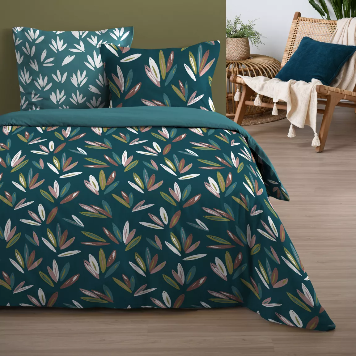 Housse de couette et deux taies coton (260 x 240 cm) Waldo Multicolore