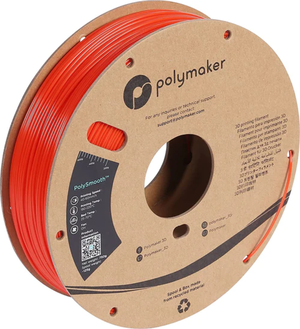 Polymaker  PolySmooth Coral Red, 1,75 mm (750 g)    PVB basiertes Filament für glänzende Ideen ohne sichtbare Layer in Rot