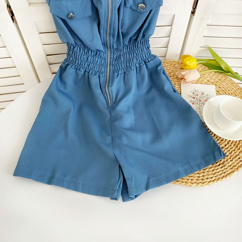 Iasia - Strapless romper met wijde pijpen en effen rits