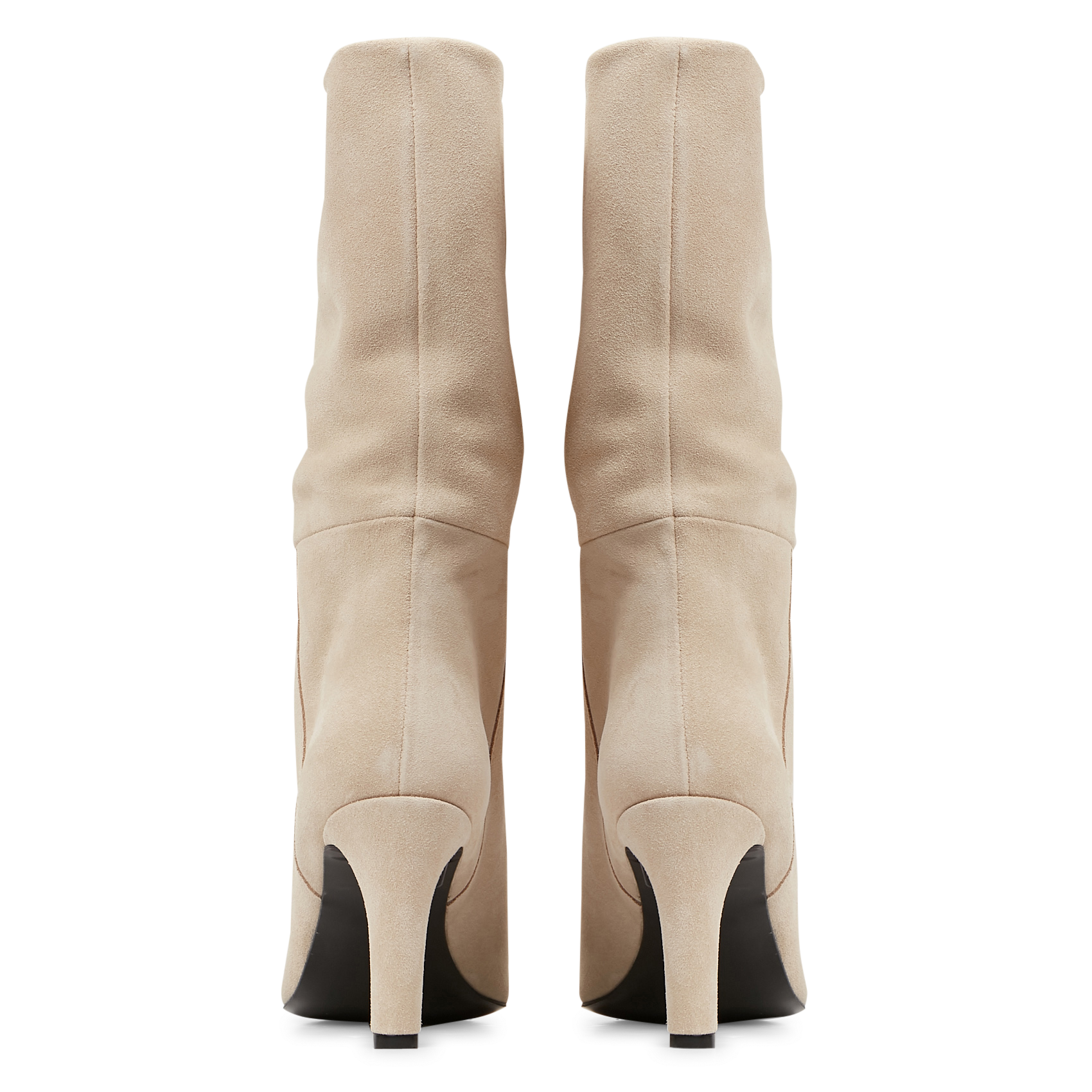 Bottines à talon en cuir velours| Blanc