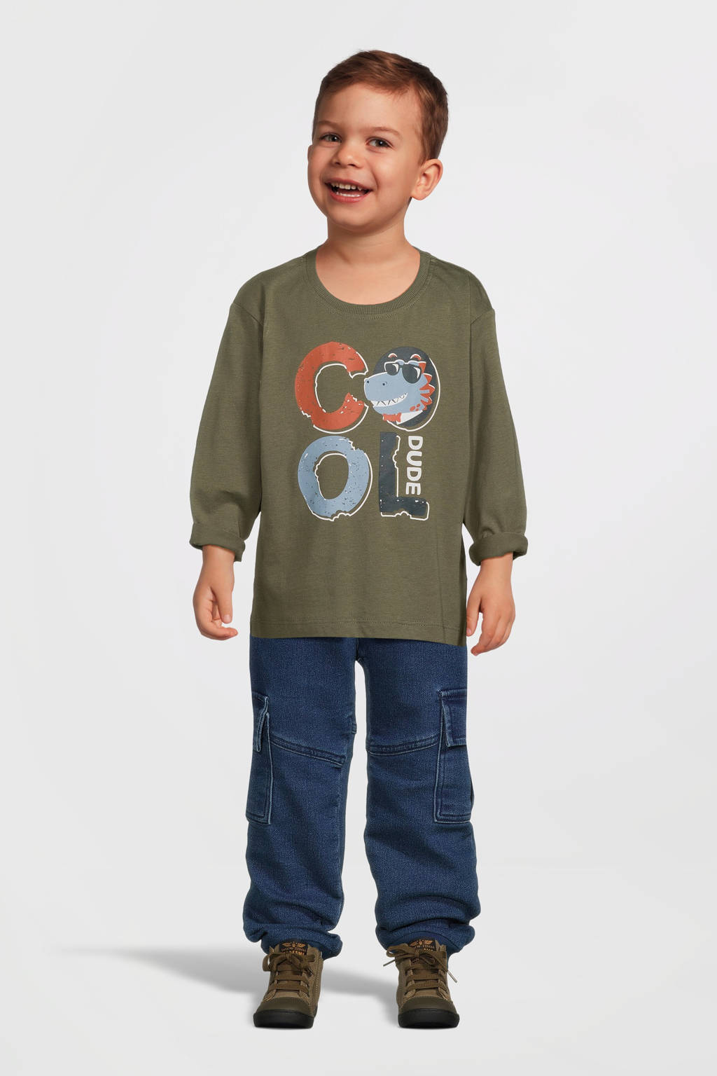 NAME IT longsleeve NMMVAGNO met printopdruk olijfgroen