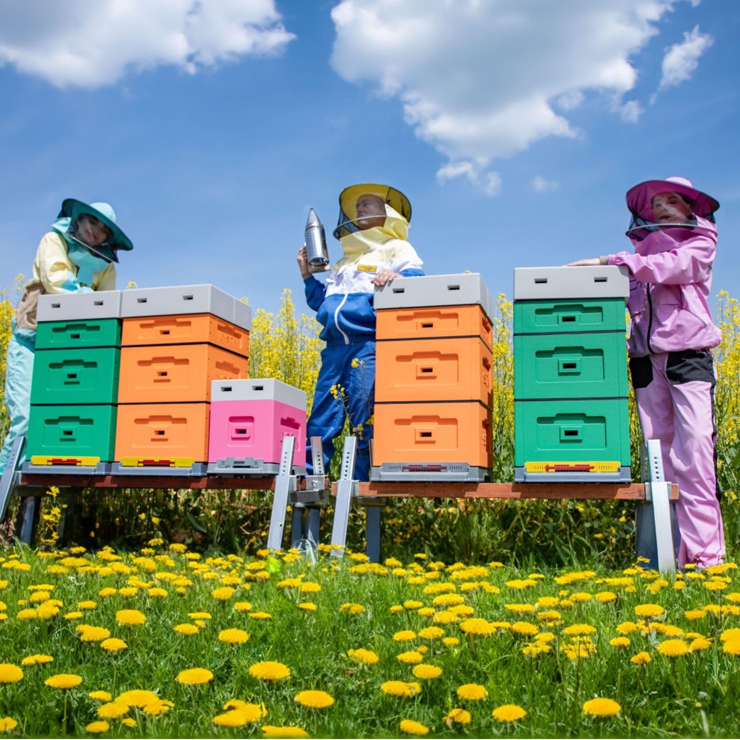 LYSON Bienenbeute Styropor Dadantbeute Dadant Blatt Beute OPTIMA Bienenstock-Set mit niedrigem Varroa-Kunststoffboden (DUNKELBLAU) für die Selbstmontage (Passende Rahmen:47×43,5x30cm;47×43,5x15,9cm)
