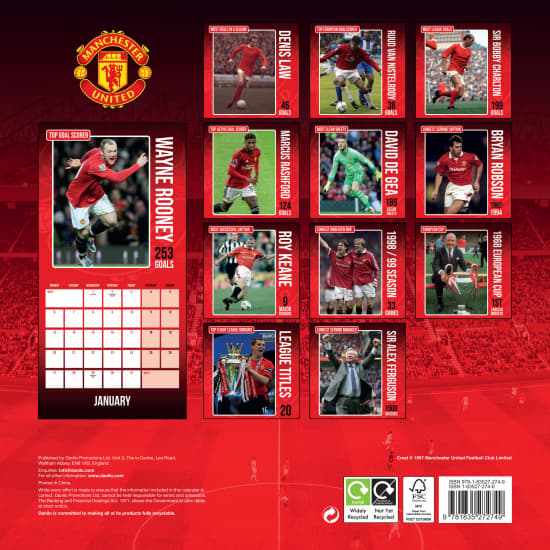 Manchester United Fc  - Legends 2025 Square Calendar