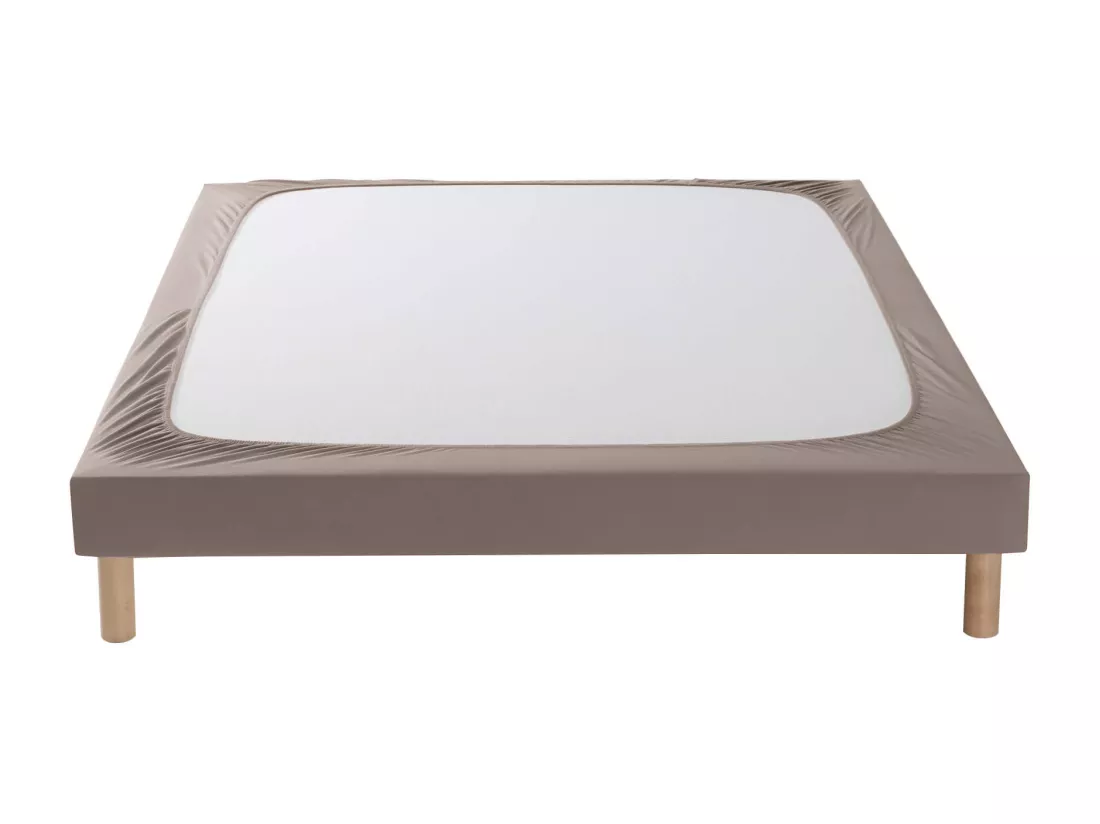 Cache-sommier coton jersey taupe 150x190