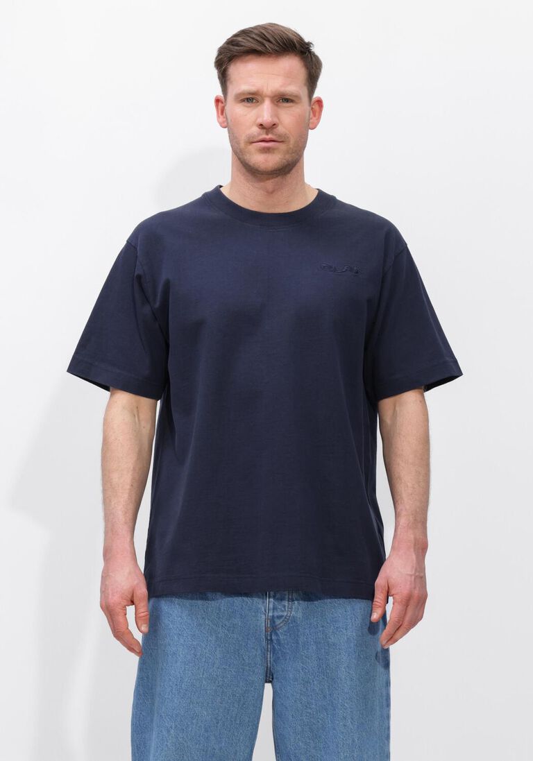 donkerblauwe olaf hussein t-shirt ripstop applique relaxed tee