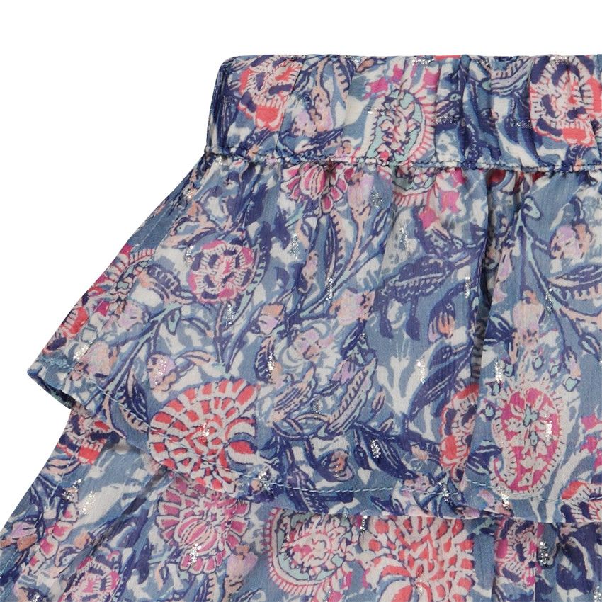 Jupe volantée imprimé cachemire avec lurex pour fille - Bleu moyen