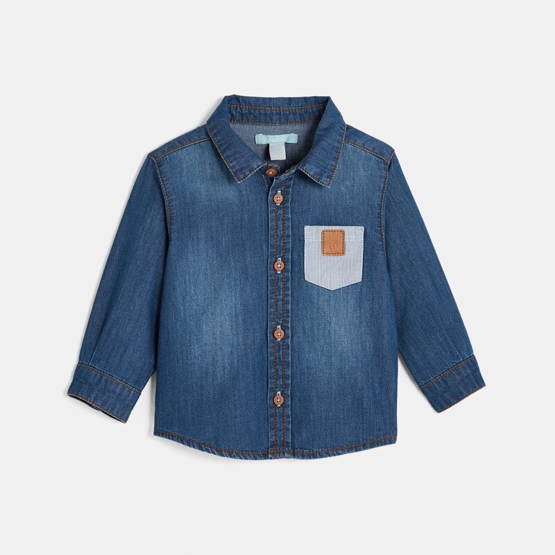 Chemise en jean bleue bébé garçon Bleu