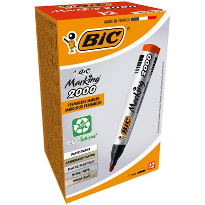 BIC MARKING 2000 - Pack de 12 marqueurs permanents - pointe ogive - rouge