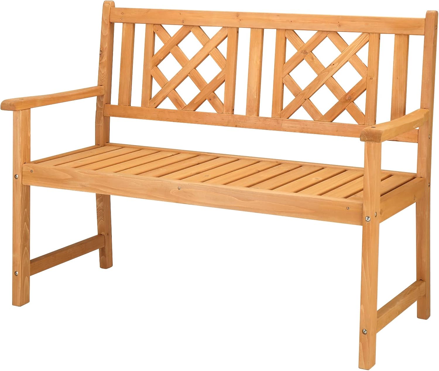 LEADZM Gartenbank,Holzbank,Holz Wetterfest,2-Sitzer,118 cm,Ergonomisch gestaltete Rückenlehne und Armlehnen,Bequem Balkonbank,275 kg Belastbar,für Balkon,Terrasse,Garten,Outdoor