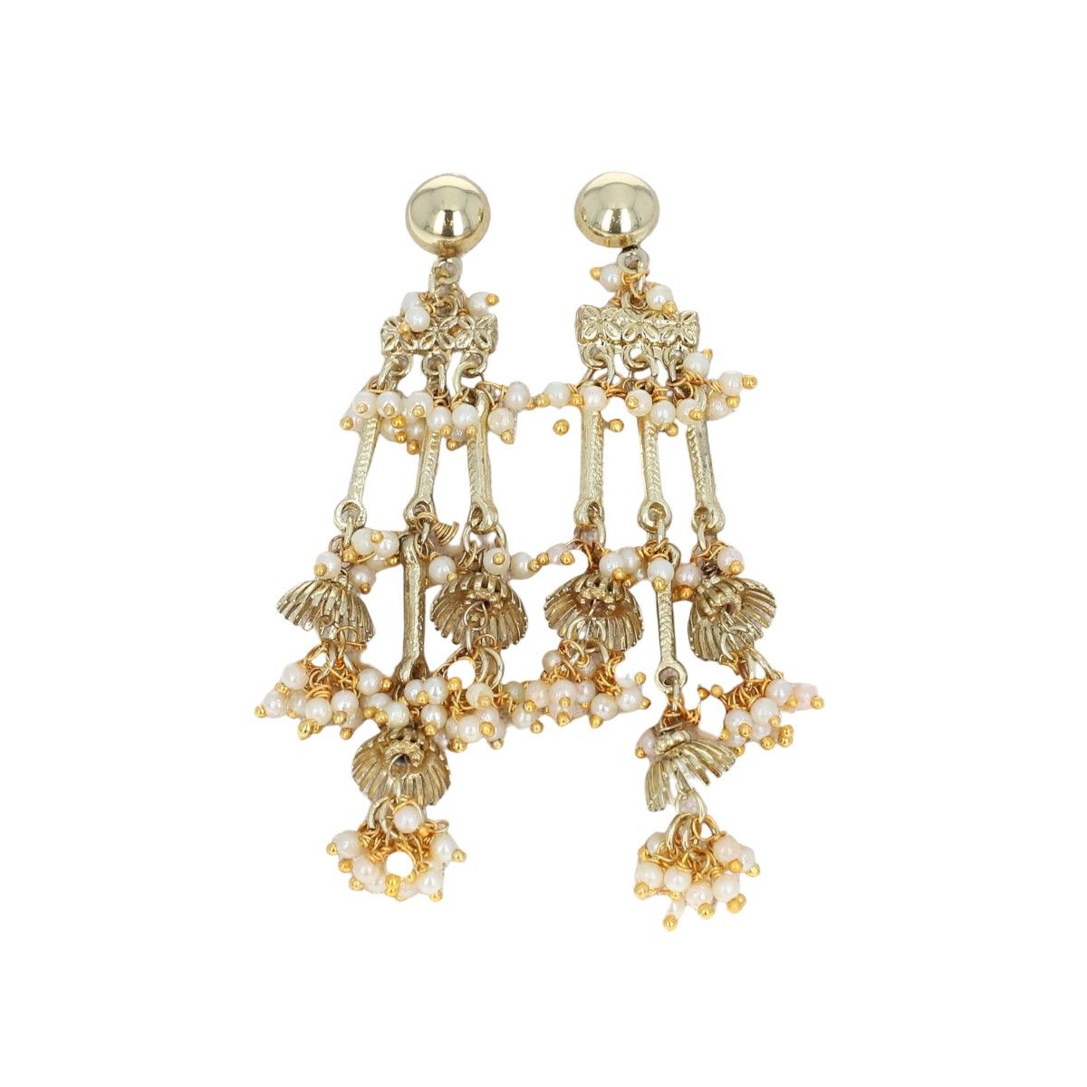 Boucles d'oreilles Indiennes longues Indira - Mariage Indien Pondie Chérie
