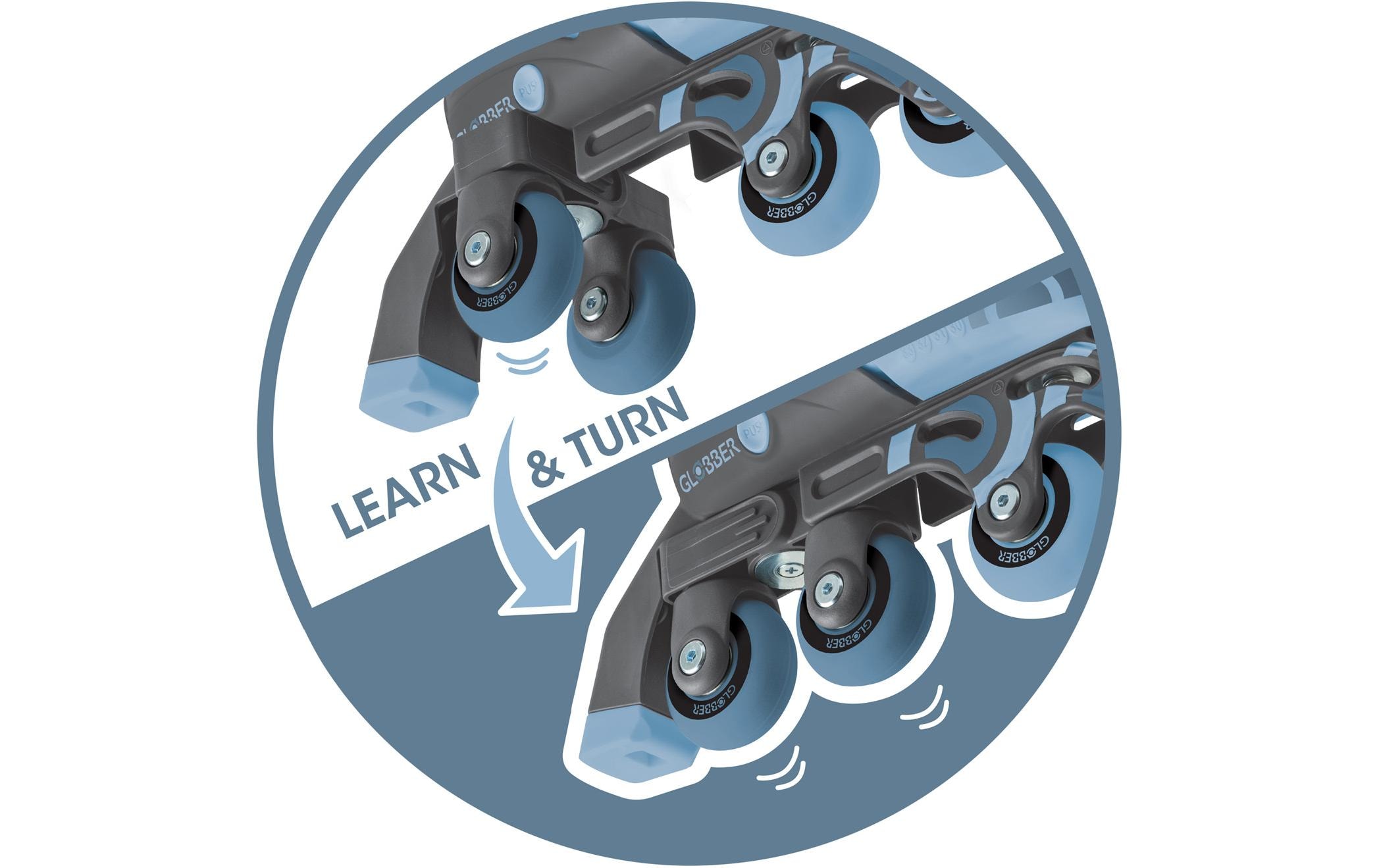 Inline-Skates 2 in 1 Gr. 30-33, AschblauAnpassbare Skates