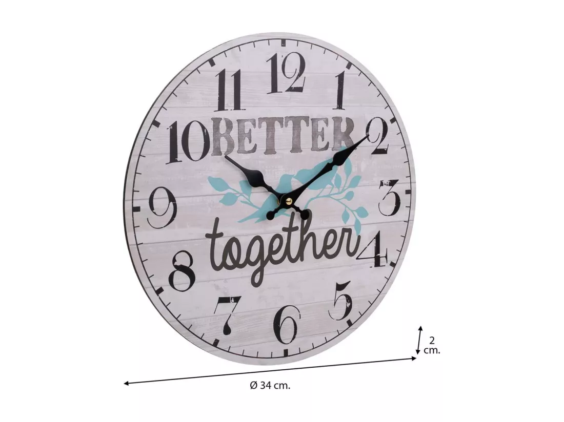 Horloge murale en bois blanc d34x2h