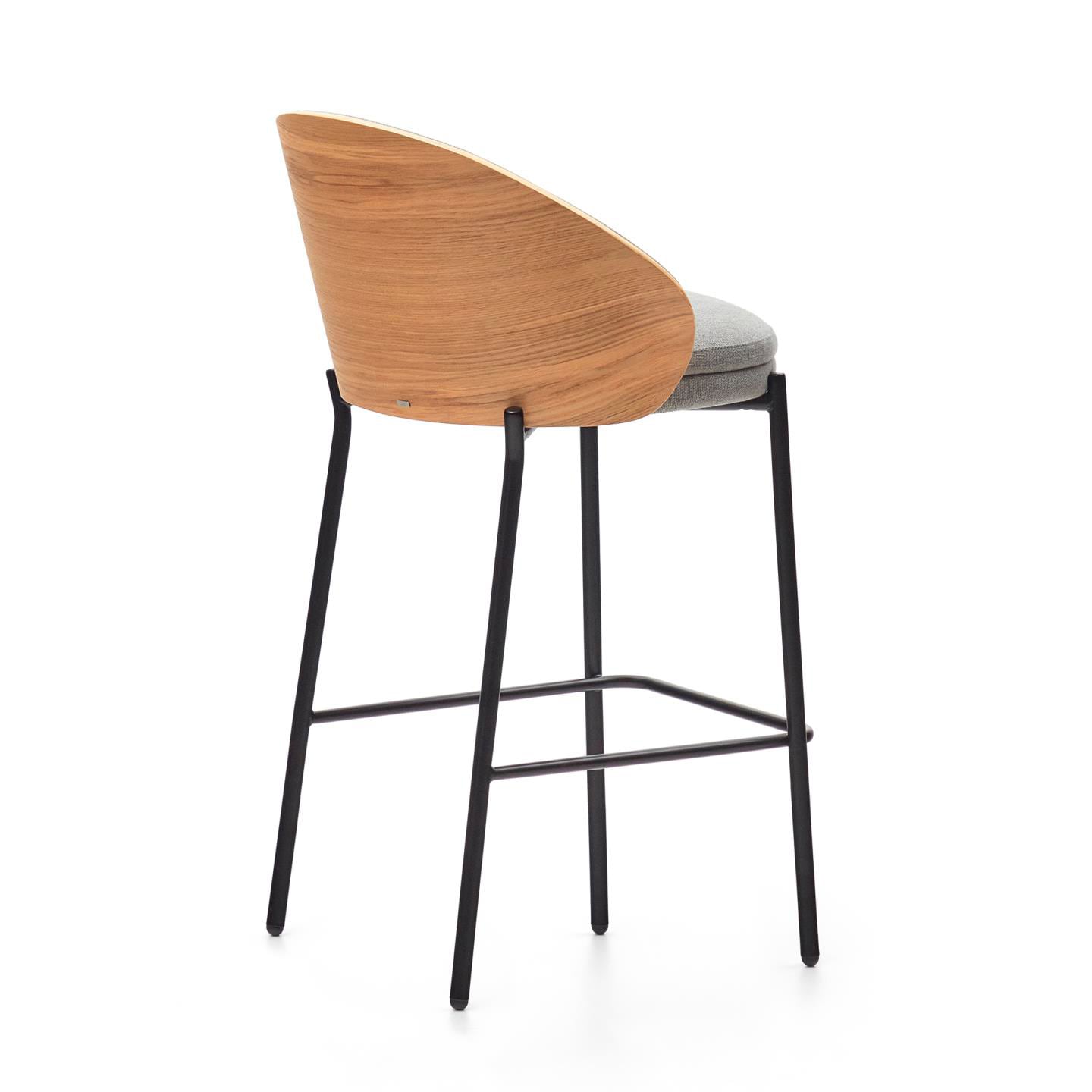 Kave Home Barhocker EAMY Chenille hellgrau/braun/schwarz