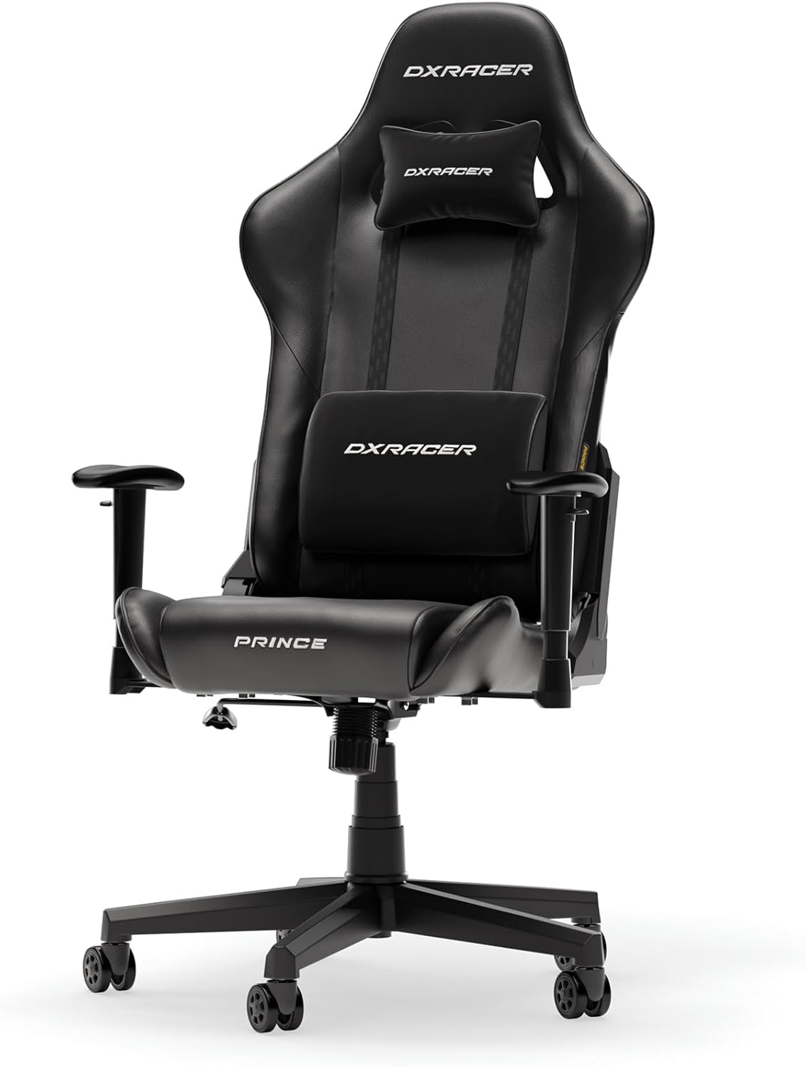 DXRacer Prince L Schwarz PVC Leder das Orginal Gaming Stuhl, Schreibtischstuhl, Bürostuhle, Office Chair, Drehstuhl für PC Gamer
