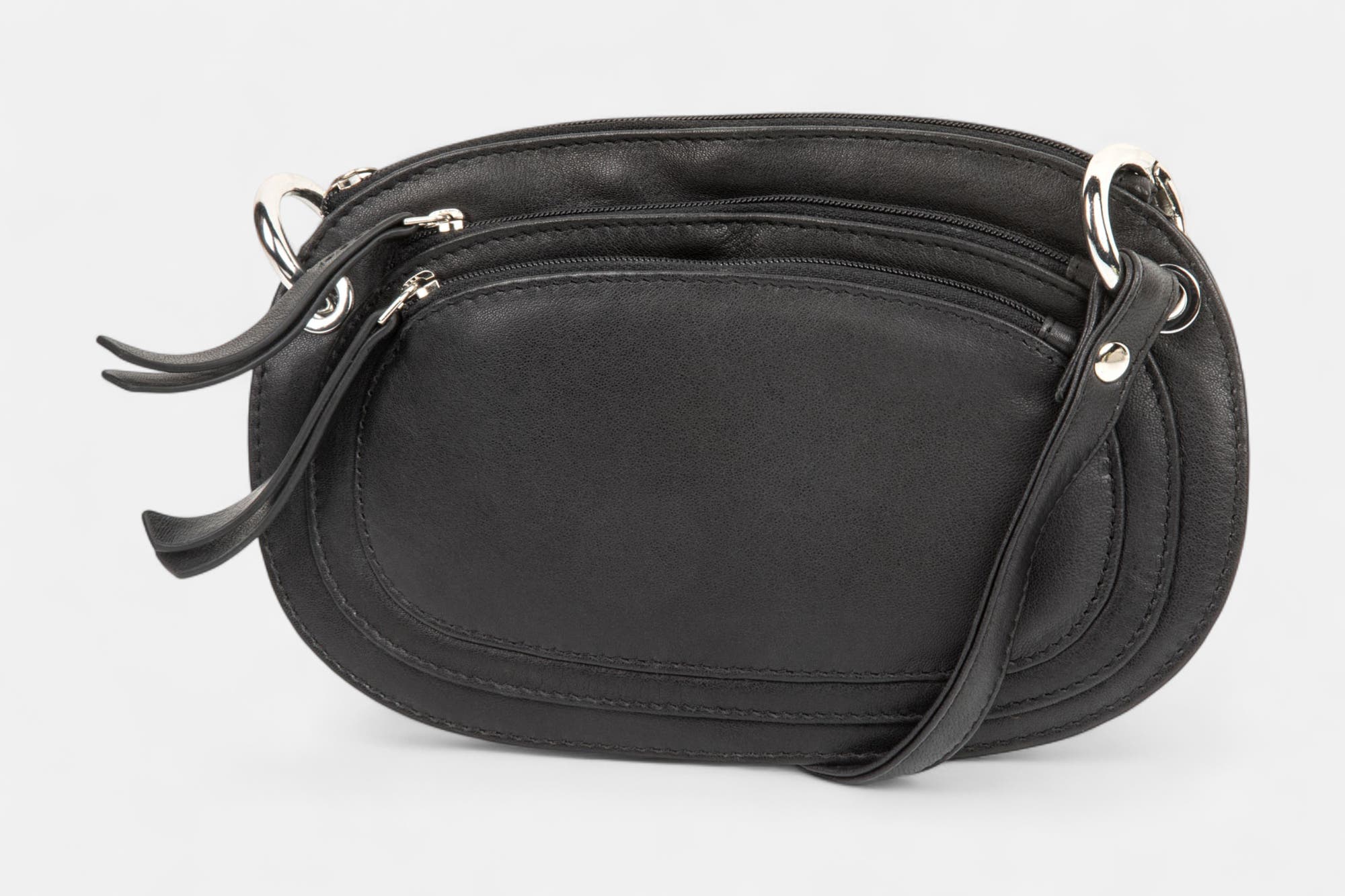 Sac bandoulière en cuir noir