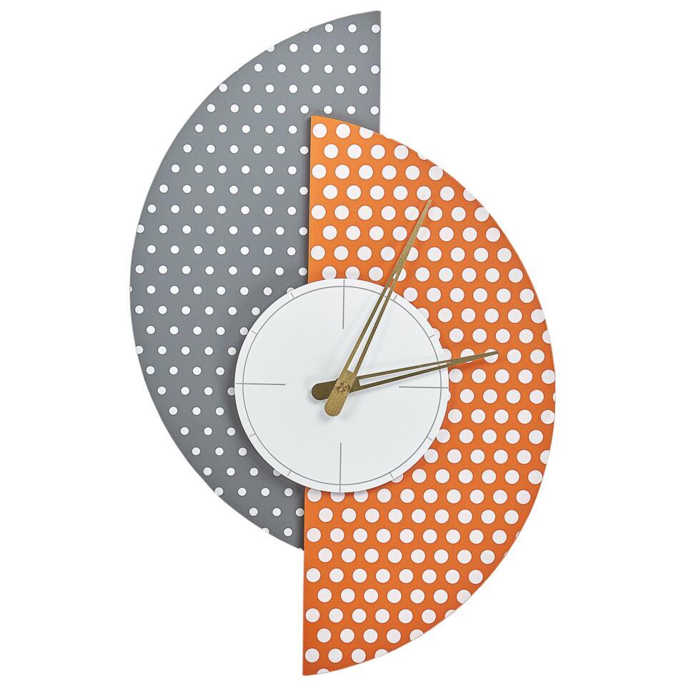 CHALAIS - Wandklok - Grijs/Oranje - MDF