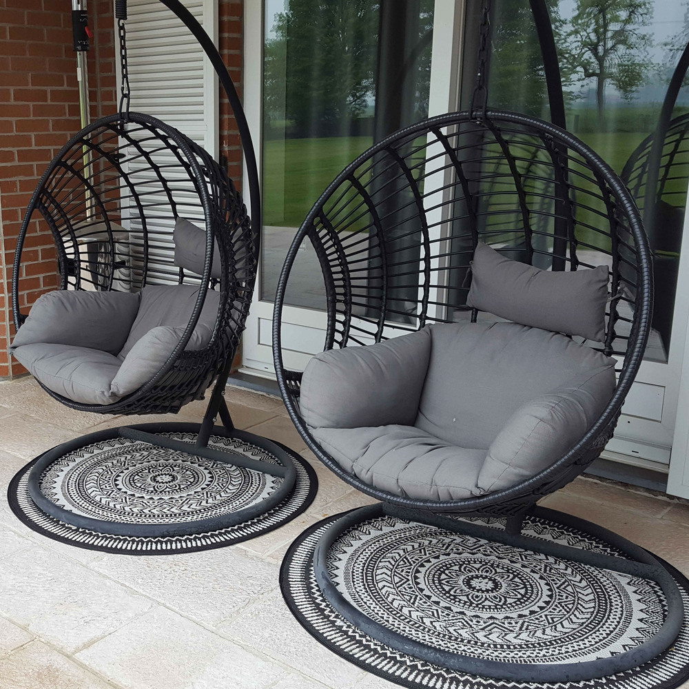 Tapis rond polypropylène noir 120cm