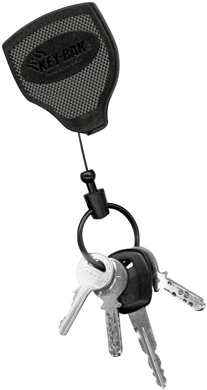 Rieffel Key-Bak Schlüsselanhänger mit Gürtelclip, Anhänger gross, 120 cm Auszugsschnur aus Kevlar, schwarz