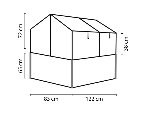 Verhoogd bed, koude bak Gaia holle kamerpanelen 4 mm 121,7 x 83,1 x 135,1 cm zwart